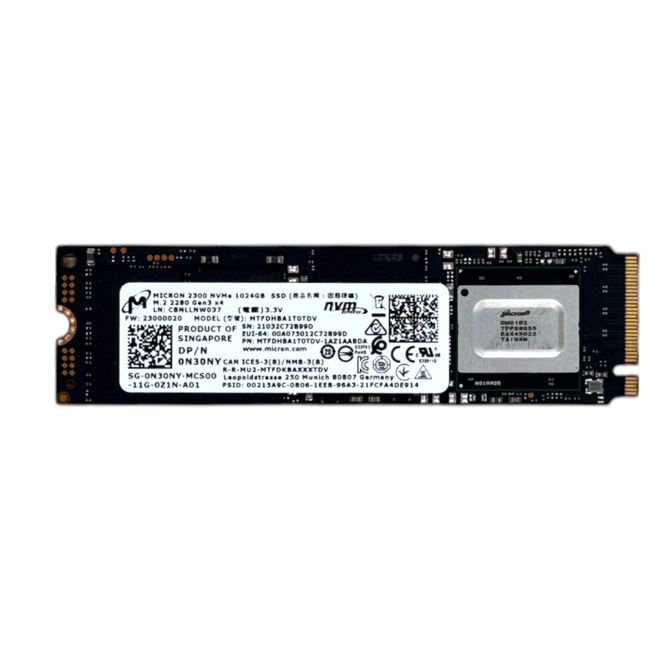 Micron  MTFDHBA1T0TDV-1AZ1AABDA, 1TB, M.2, PCIe Gen3 x4, 3300 MB/s, 2700 MB/s