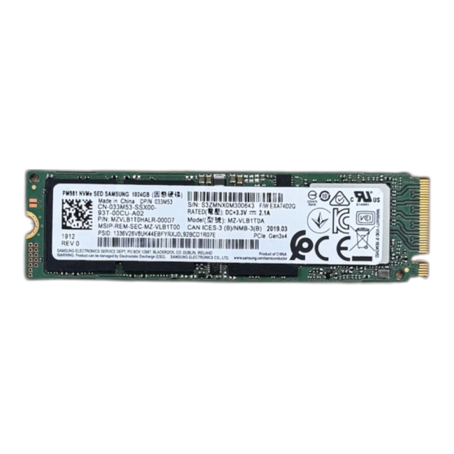 Samsung  MZ-VLB1T0A, 1TB, M.2, PCIe Gen 3.0x 4, 3500 MB/s, 3300 MB/s