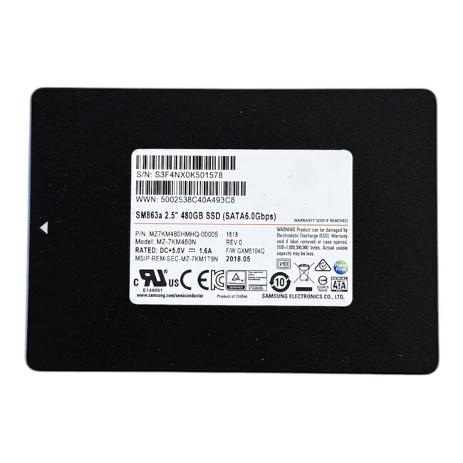 Samsung SM863A, 480GB, 2.5 inch, SATA-3, 510MB/s, 485MB/s