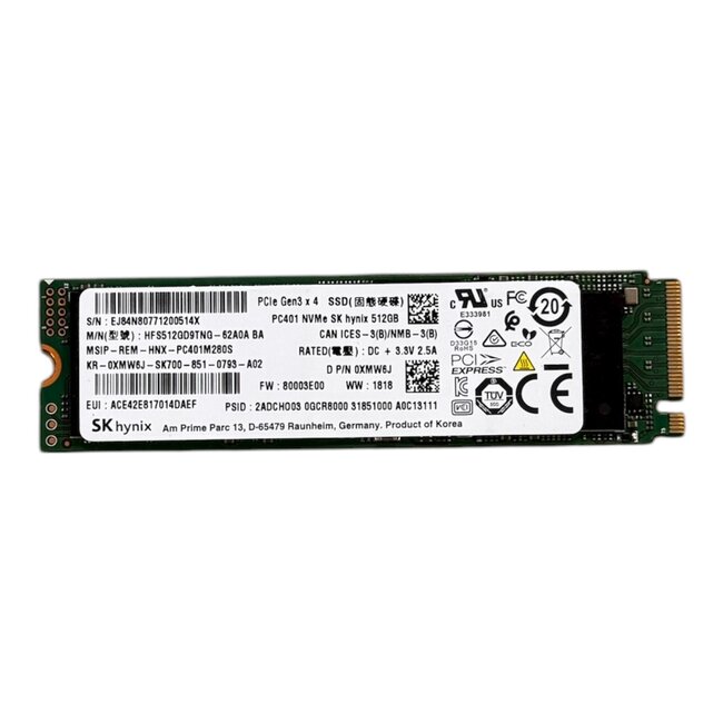 SK hynix  PC401, 512GB, M.2, PCI Express 3.0 x4, NVMe, 1600 MB/s, 650 MB/s