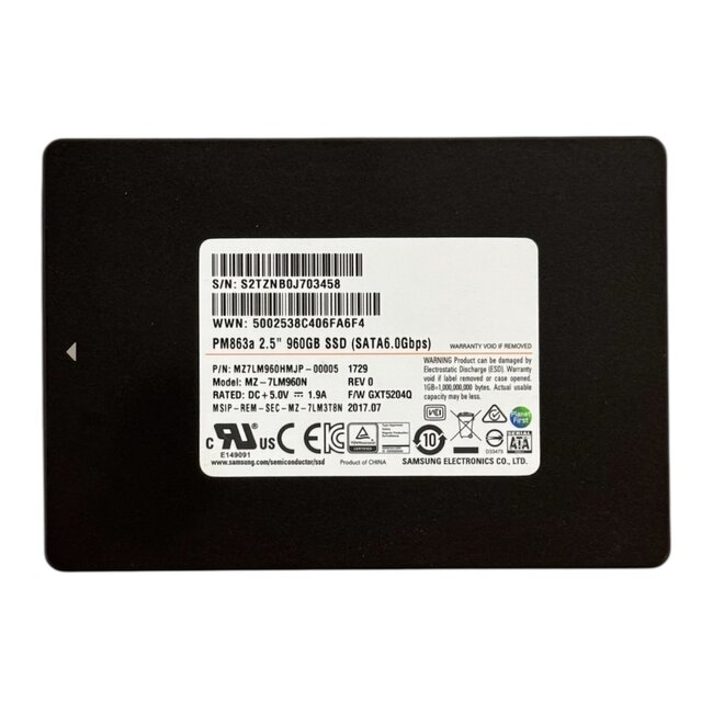 Samsung  PM863a, 960GB, 2.5 inch, SATA-3, 520MB/s, 485MB/s