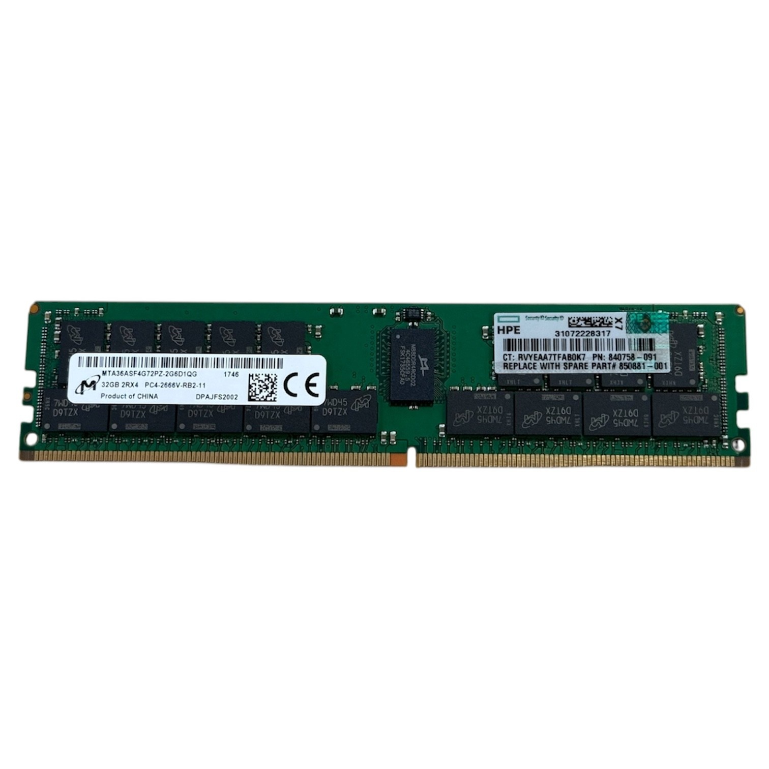 DDR4 2666MHz 24GB(8GB×3）新品 Refurbished MPN: MTA36ASF4G72PZ-2G6E1QG - 32GB - DDR4 - 2666MHz