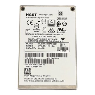HGST HUSMR3280ASS204, 800GB, 2.5 inch, SAS-3, 2100MB/s, 2050MB/s