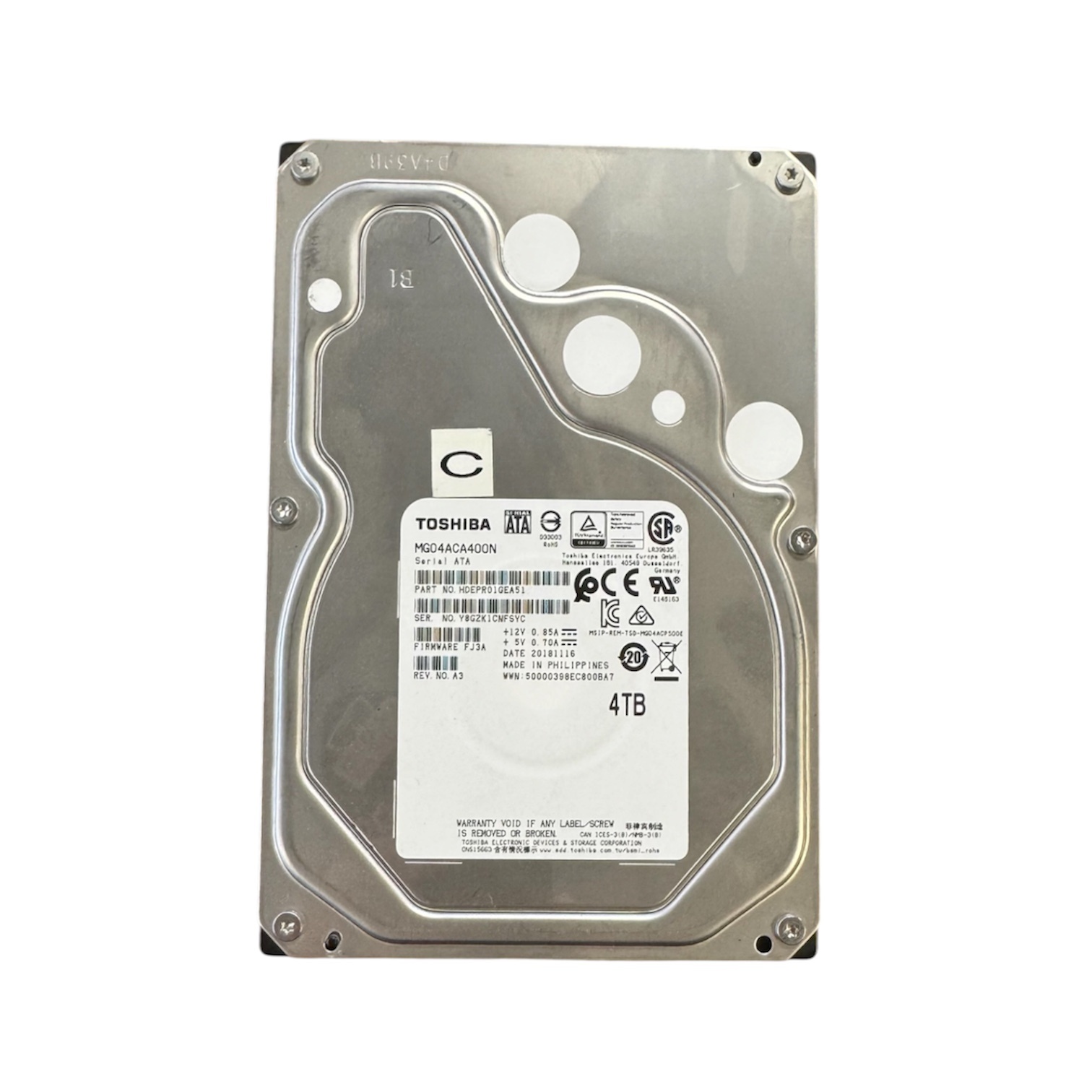 Refurbished HDD - MG04ACA400N - 4TB - 3.5 inch - SATA-3 - 7200 RPM