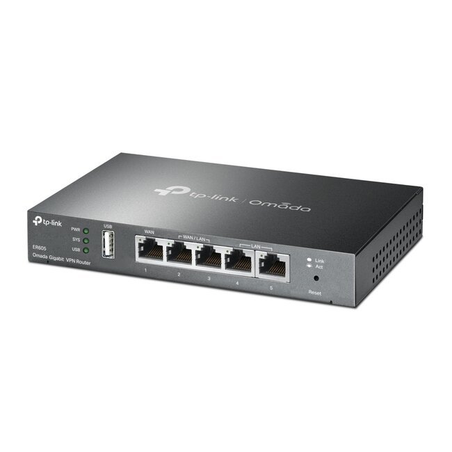 ER605 Gigabit VPN Router, Ethernet, 1GB/s, 5x Ethernet, 1x USB 2.0