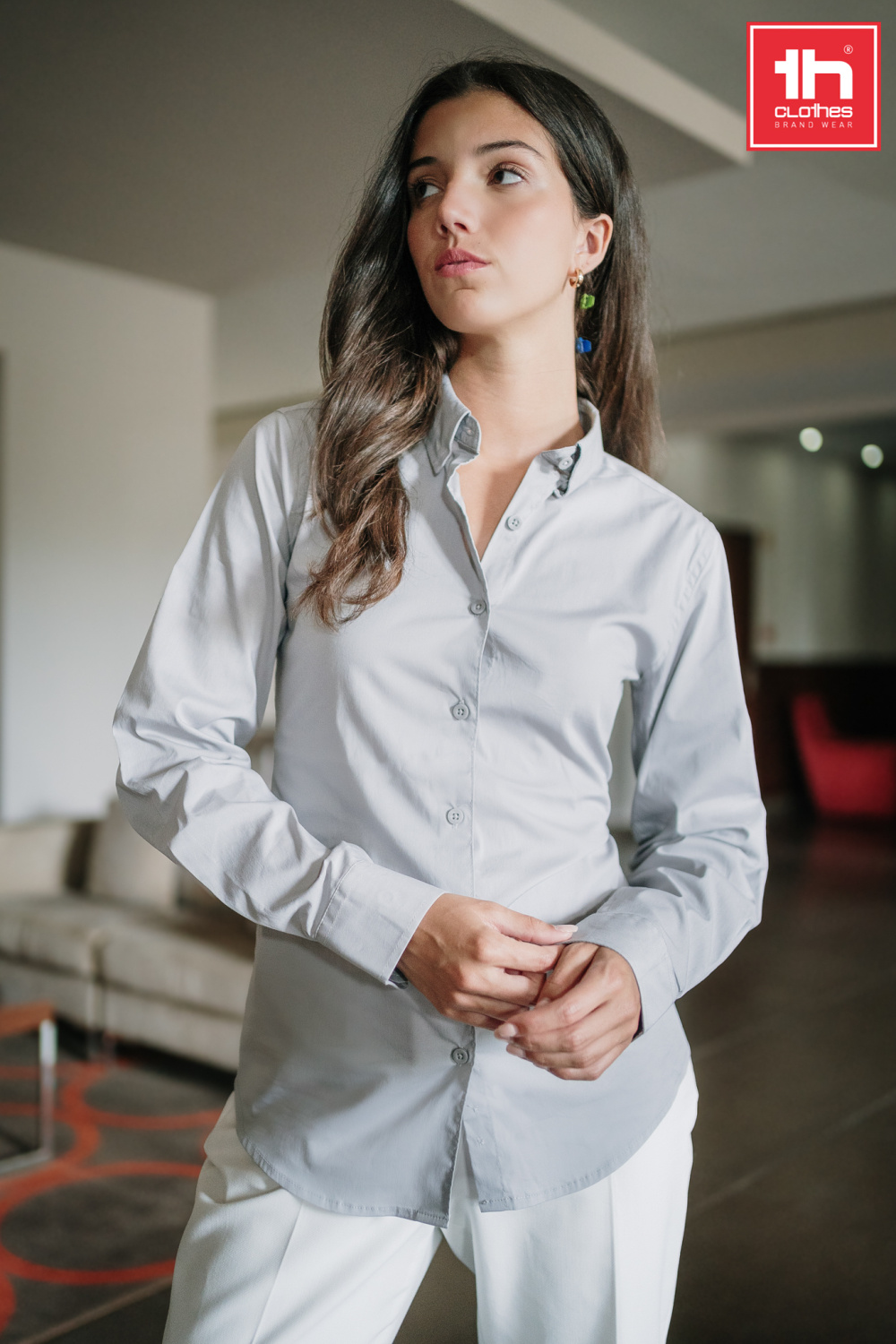 TH Clothes Womens long sleeve poplin shirt Paris women