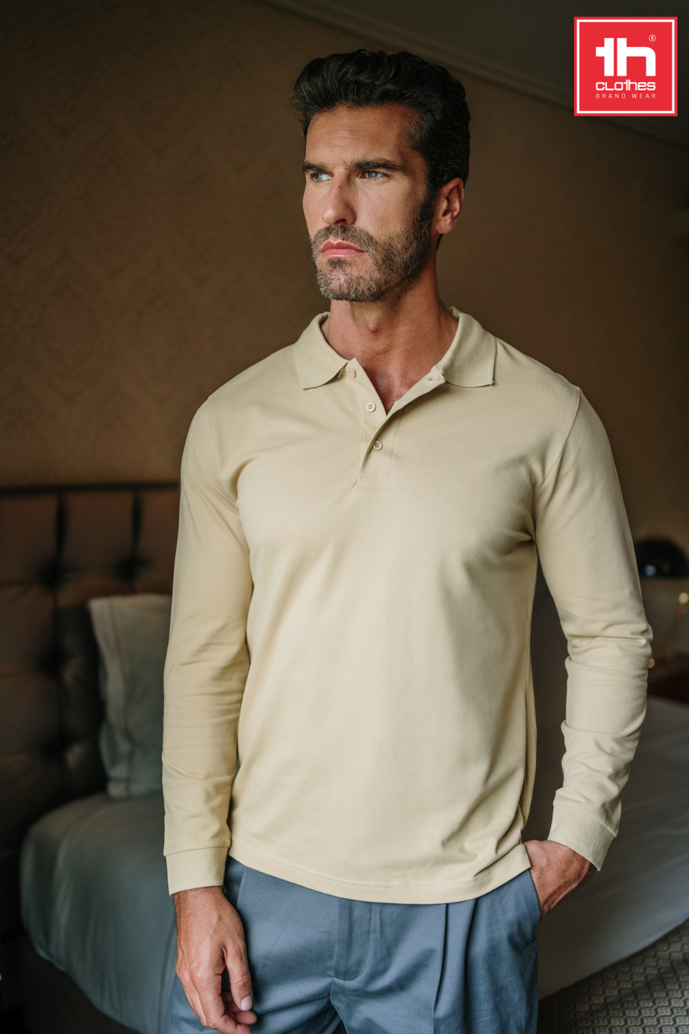 TH Clothes Mens long sleeve polo shirt Bern