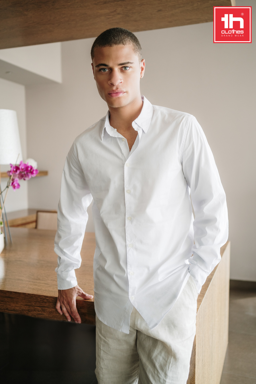 TH Clothes Mens long sleeve poplin shirt Paris