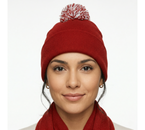 Acrylic Beanie With Pom Pom With Roll Up 4256