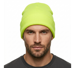 Luminescent Safety Acrylic Beanie With Roll Up 3028