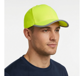 Luminescent Safety Cap With Refelctive Trim 100% Polyester 3026