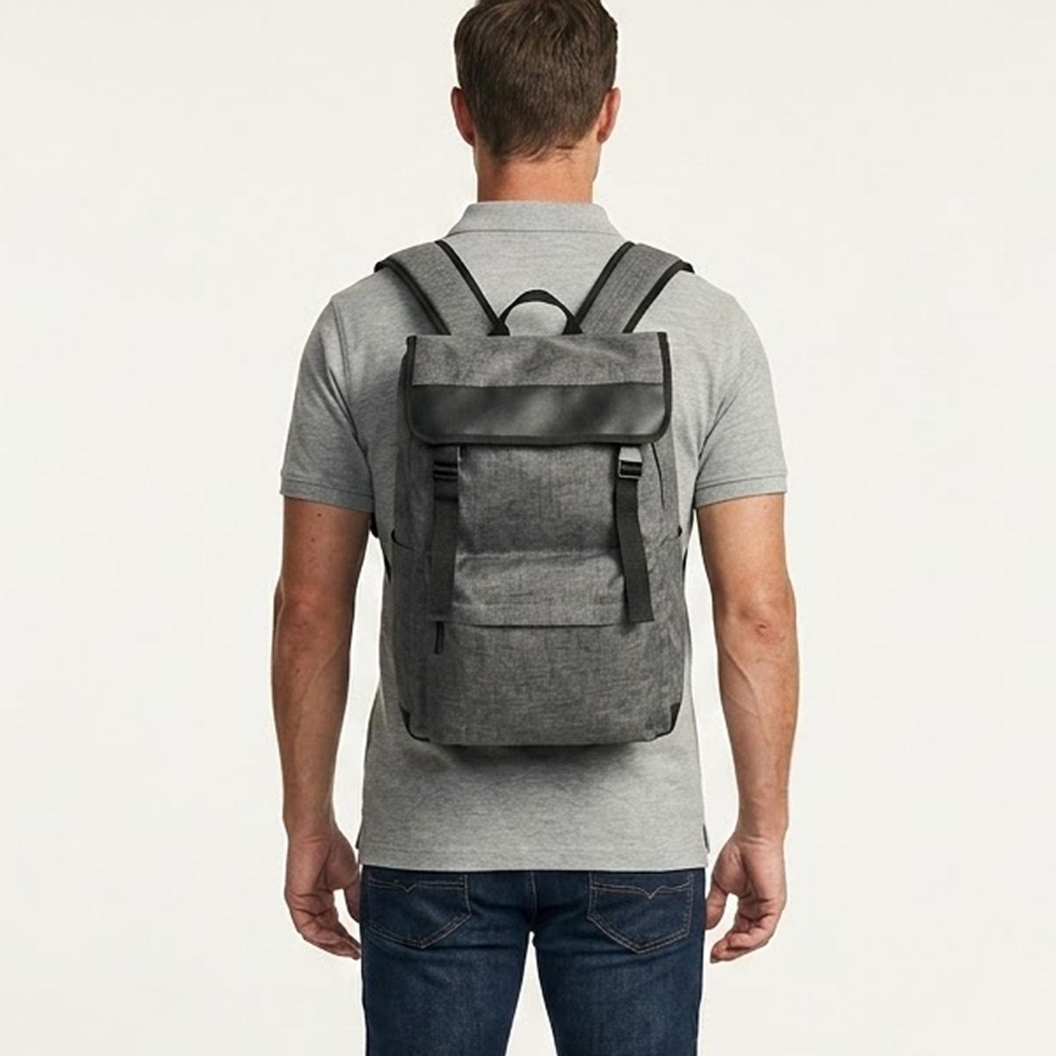 Melange backpack Unisex met trekkoord