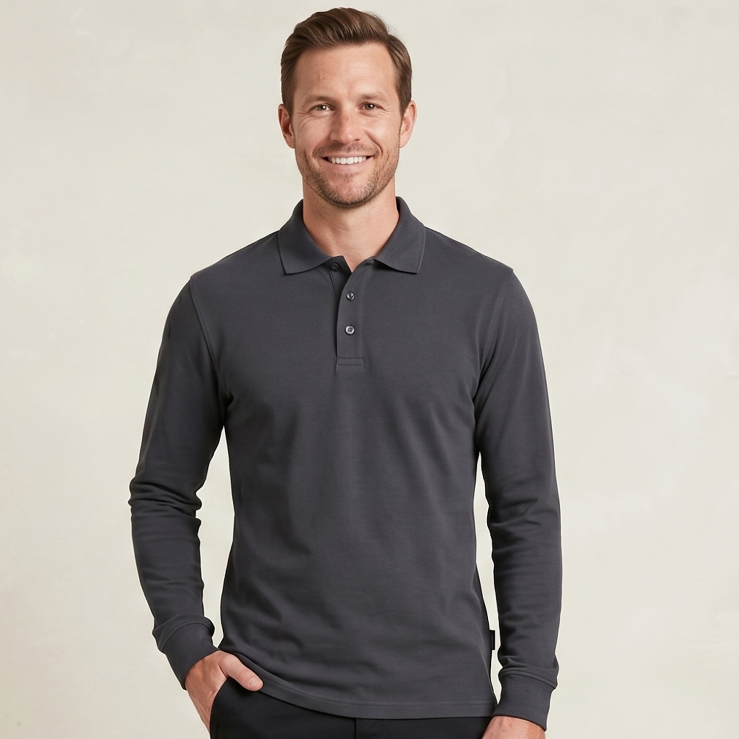 Manila | crossover poloshirt, met lange mouwen 50206