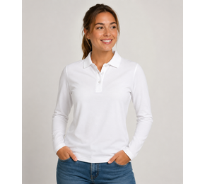 Stretch Premium polo ladies long sleeve met knopen