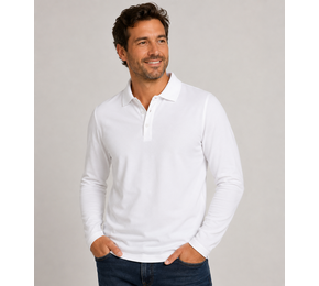 Stretch Premium polo l/s Men long sleeve met knopen
