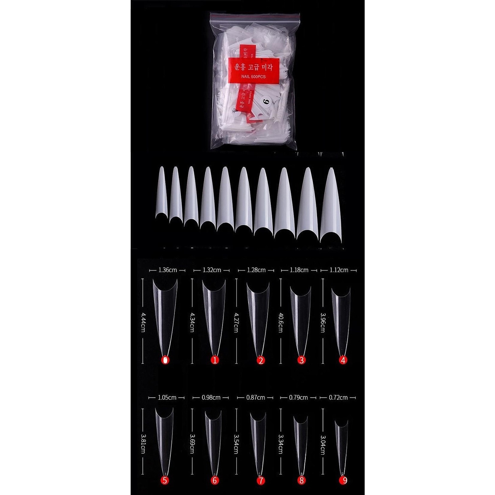 Gellex Stiletto FRENCH Natural Tips 600 Stk.