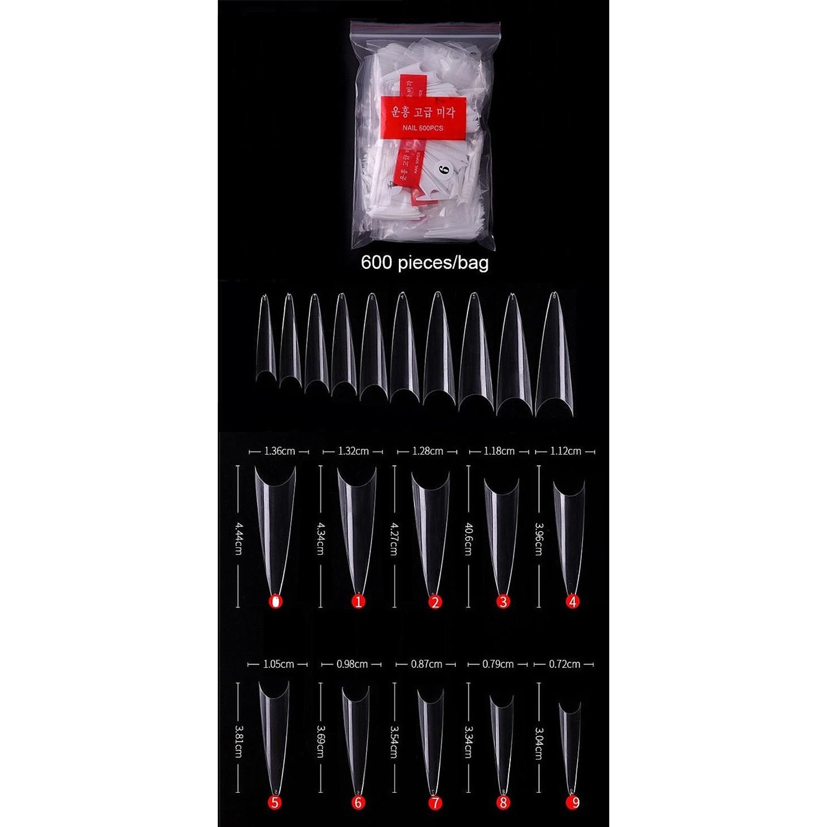 Gellex Tips Stiletto (clear) - 600 st