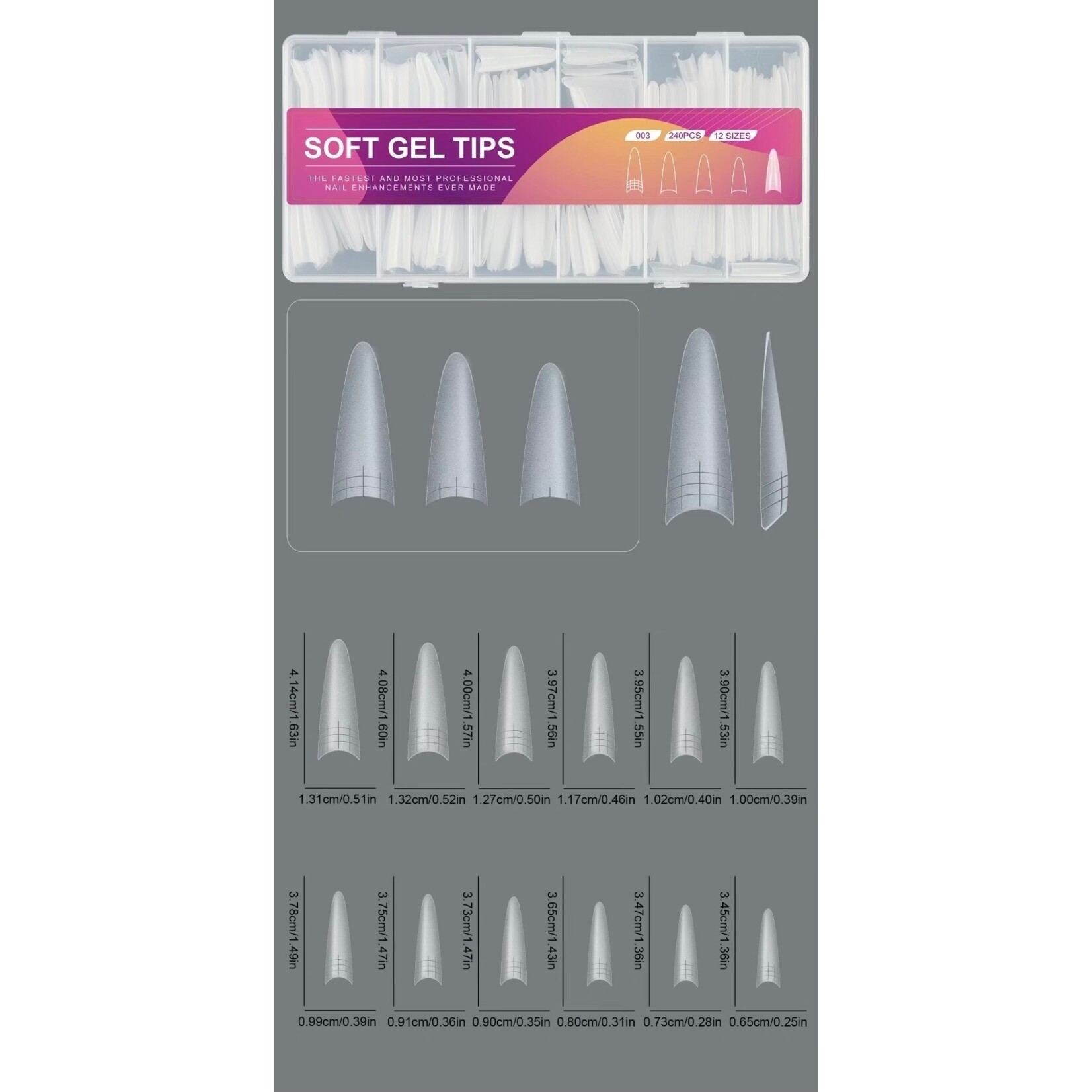 Gellex Soft Gel Tips – Almond Shape– 240 st.