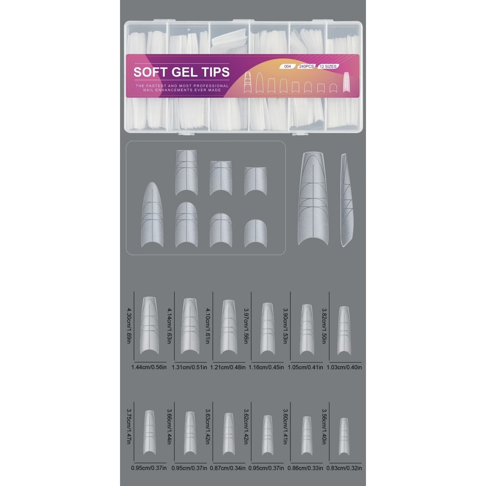 Gellex Soft Gel Tips – Square Shape – 240 st.