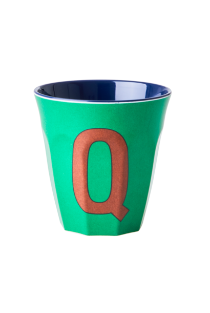 Melamine Cup with the Letter Q - Green