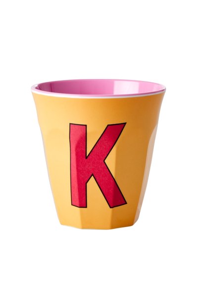 Melamine Cup with the Letter K - Apricot