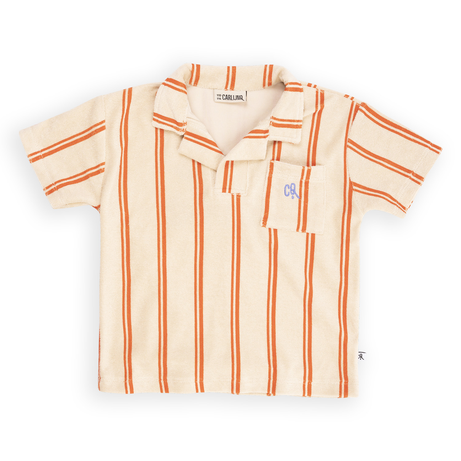 Stripes flame - loose polo t-shirt wt embroideries-1
