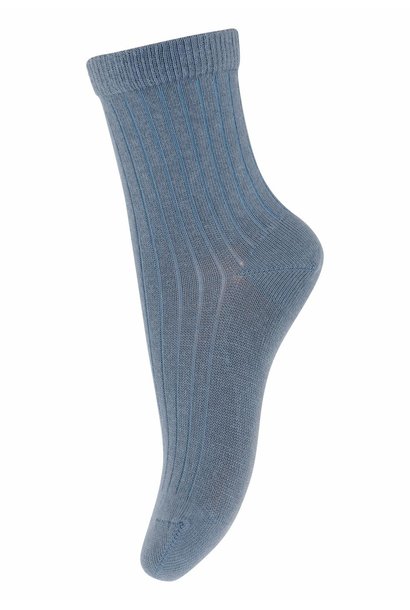 Cotton Rib Socks Stone Blue