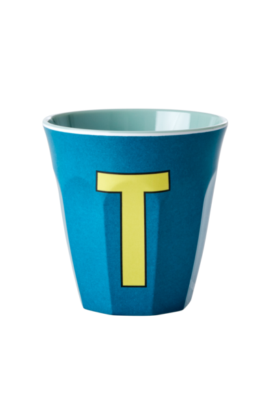 Melamine Cup with the Letter T - Emerald