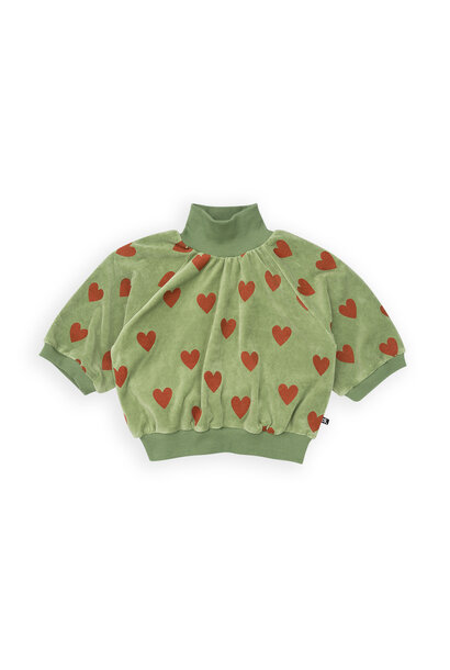 Hearts - girls sweater turtleneck (velvet light)