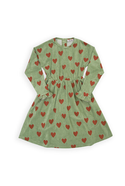 Hearts - skater dress oversized with ruffles (velvet)
