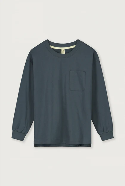 Oversized L/S Tee GOTS Blue Grey