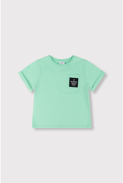 Kids Knitted T-Shirt Chest Pocket Soft Mint