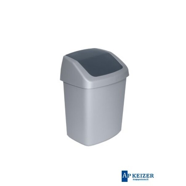 Afvalbak Swing 15 liter. Zilver/Antraciet