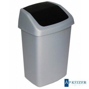 Afvalbak Swing 10 liter. Zilver / Antraciet