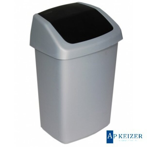 Afvalbak Swing 10 liter. Zilver / Antraciet