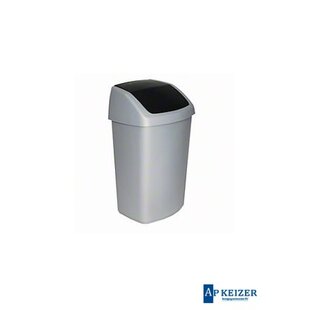 Afvalbak Swing 50 liter. Zilver / Antraciet