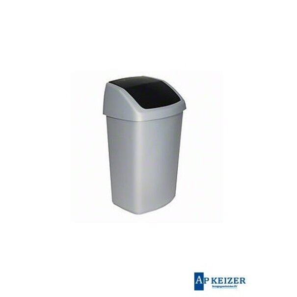 Afvalbak Swing 50 liter. Zilver / Antraciet