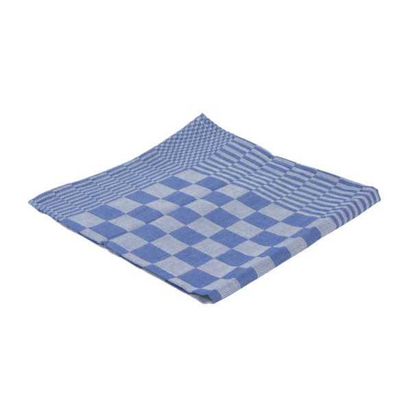 Theedoek blauw geblokt 60 x 65 cm.
