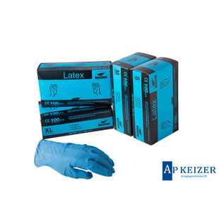 Handschoen Latex blauw Small gepoederd 100 stuks
