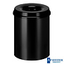 Vlamdovende afvalbak 15 liter zwart metaal