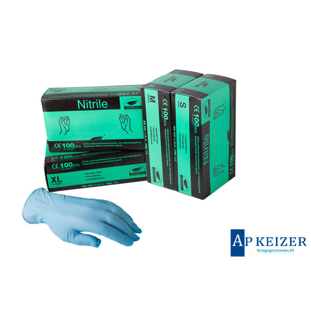 Handschoen Nitryl blauw Extra  Large ongepoederd ds. 100 st.