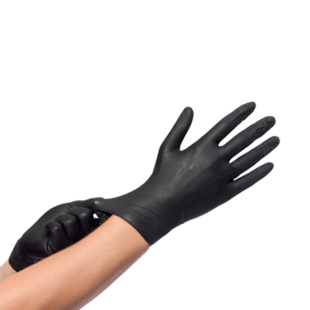 Handschoen Nitryl zwart ongepoederd L ds 100 pc