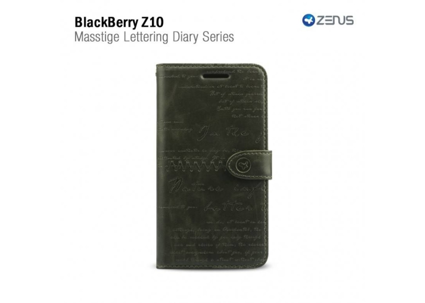 Zenus Blackberry Z10 Masstige Lettering Diary Series -Deep Khaki