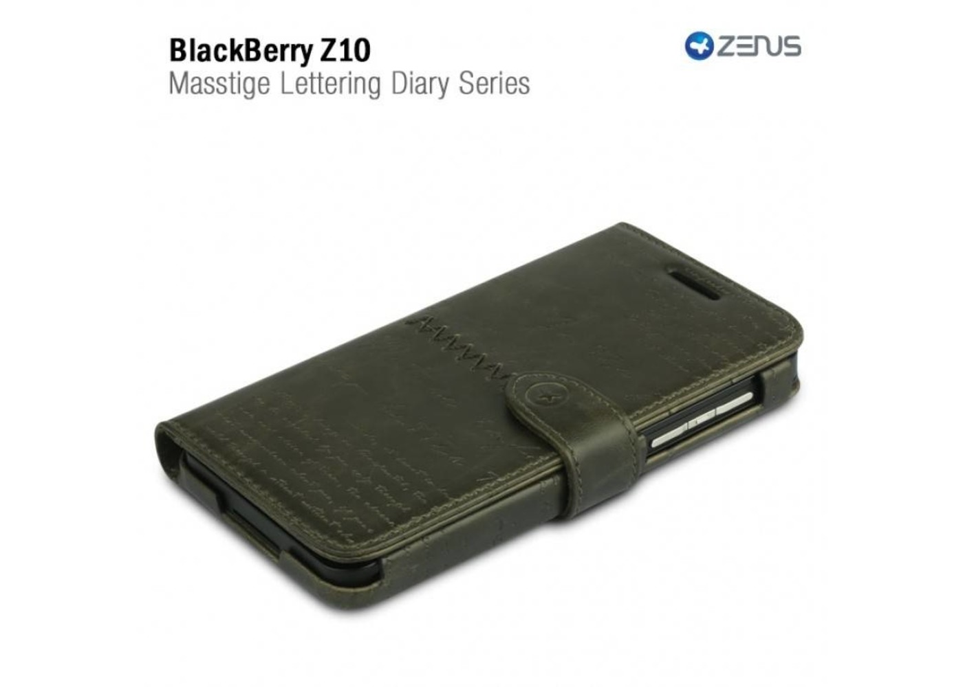 Zenus Blackberry Z10 Masstige Lettering Diary Series -Deep Khaki