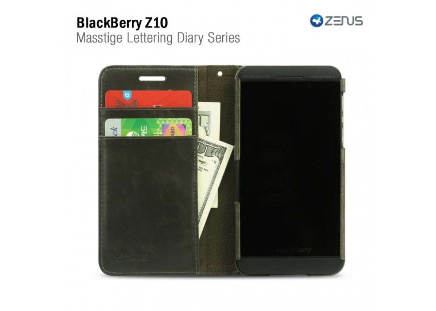 Zenus Blackberry Z10 Masstige Lettering Diary Series -Deep Khaki