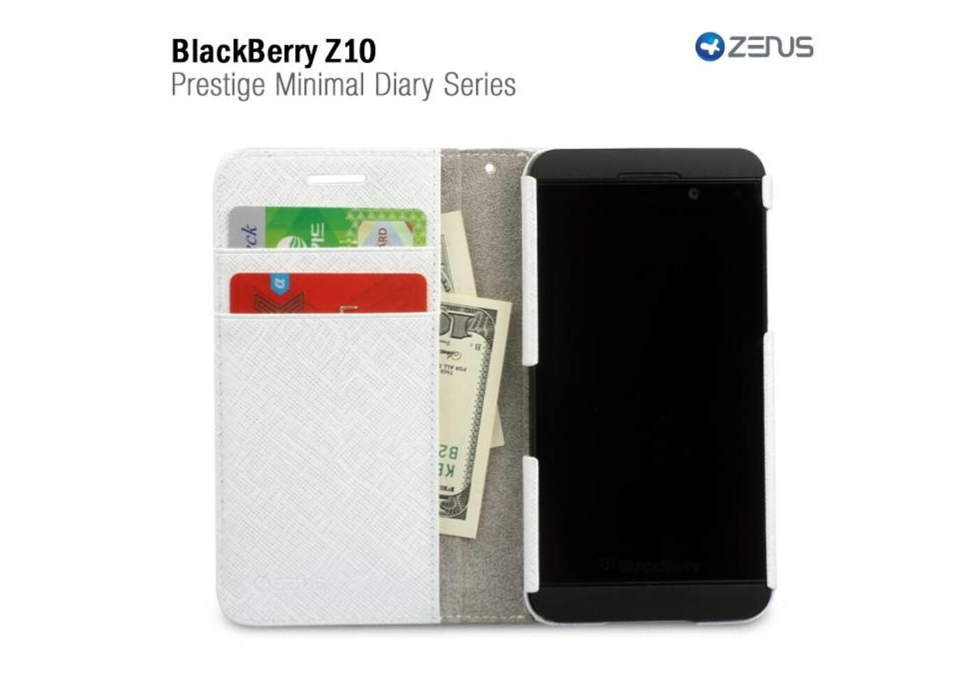 Zenus Blackberry Z10 Prestige Minimal Diary Series -White
