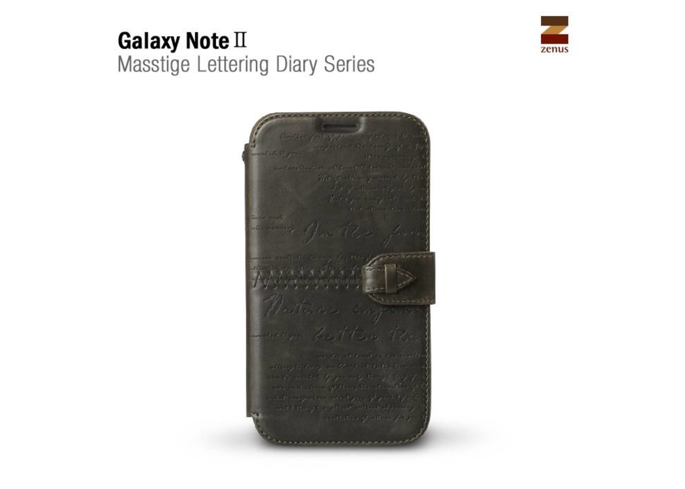 Zenus Galaxy Note 2 Masstige Lettering Diary Series -Khaki