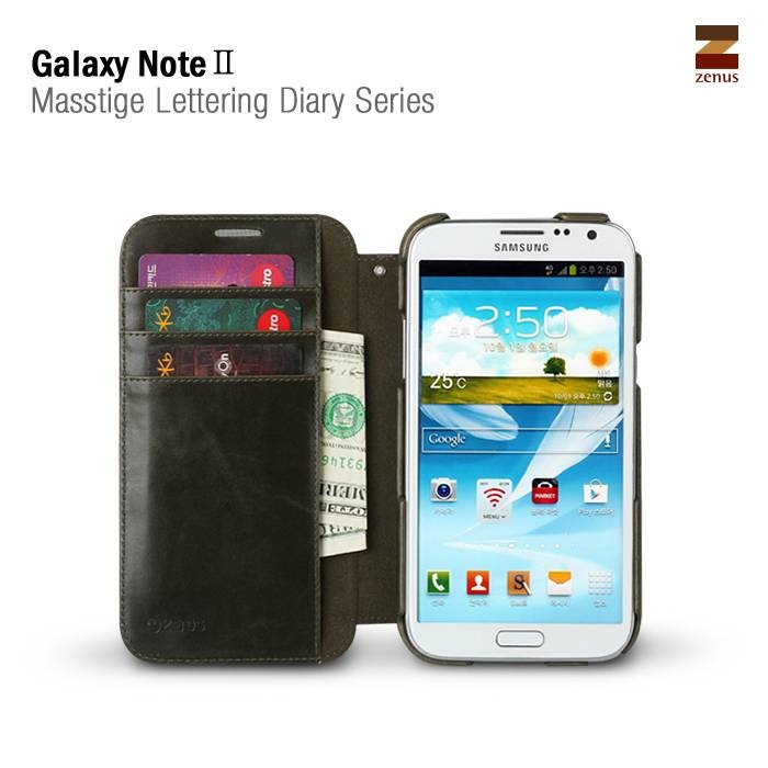 Zenus Galaxy Note 2 Masstige Lettering Diary Series -Khaki