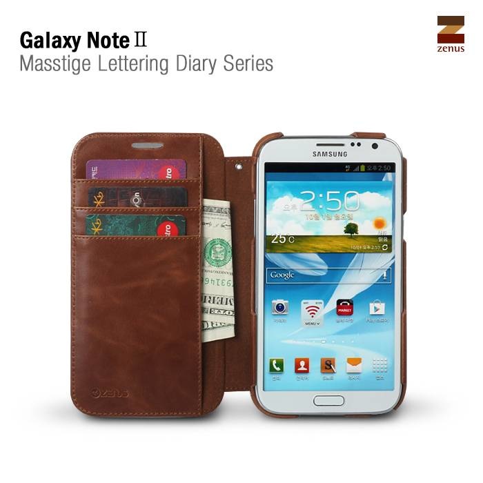 Zenus Galaxy Note 2 Masstige Lettering Diary Series -Brown