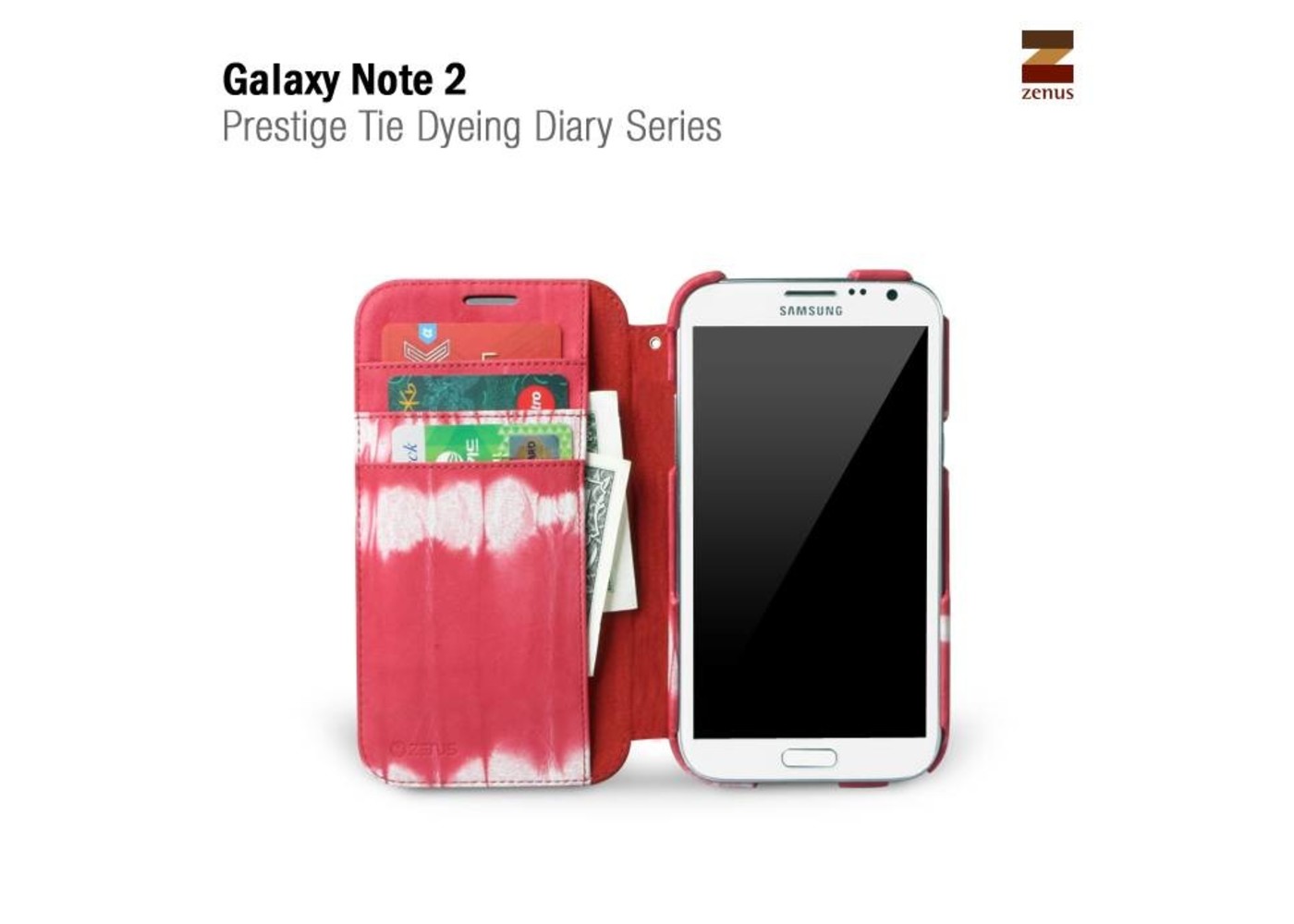 Zenus Galaxy Note 2 Prestige Tie Dying Diary Series -Red Mix